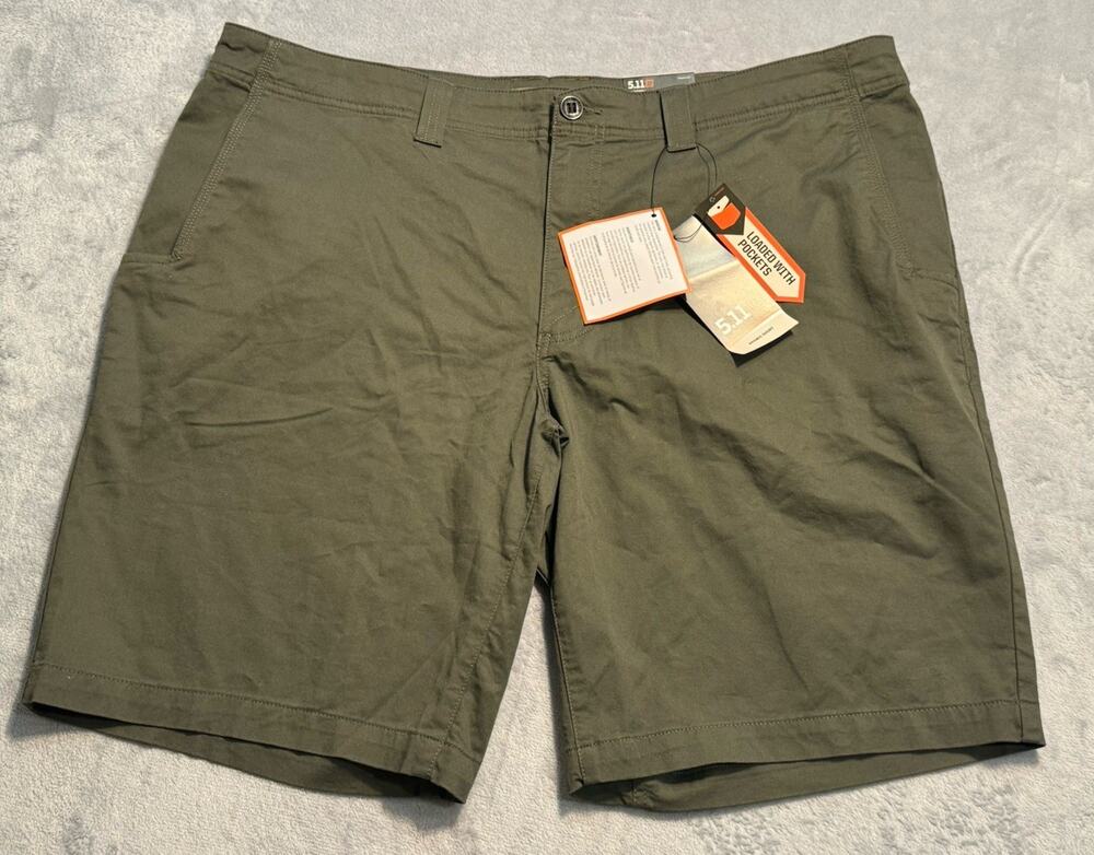 NWT 5.11 TACTICAL 40 Aramis Shorts Green Military Gorpcore Chino Firearms Flat